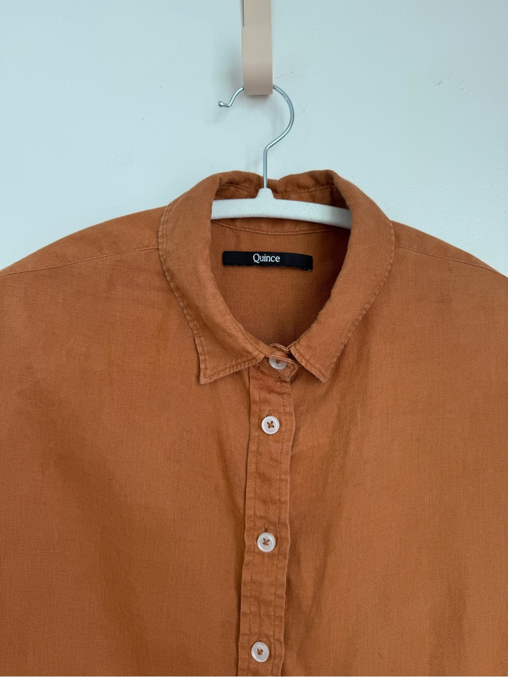 Quince Linen Women's Button-Down Shirt, Terracotta Small - Picture 3 of 5